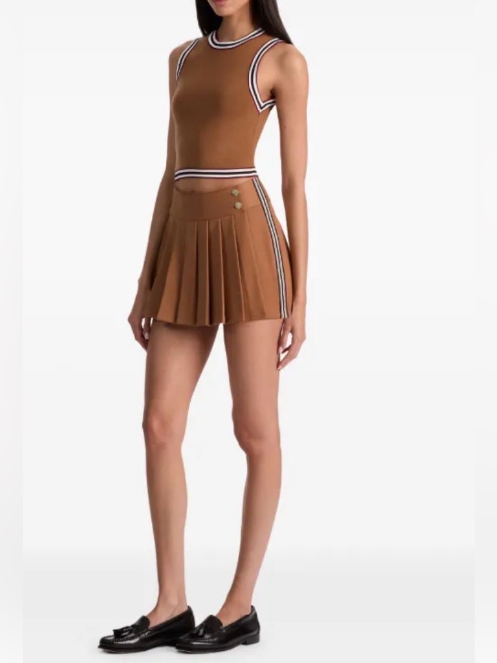 NWT Alice + Olivia Noah pleated side-stripe skort